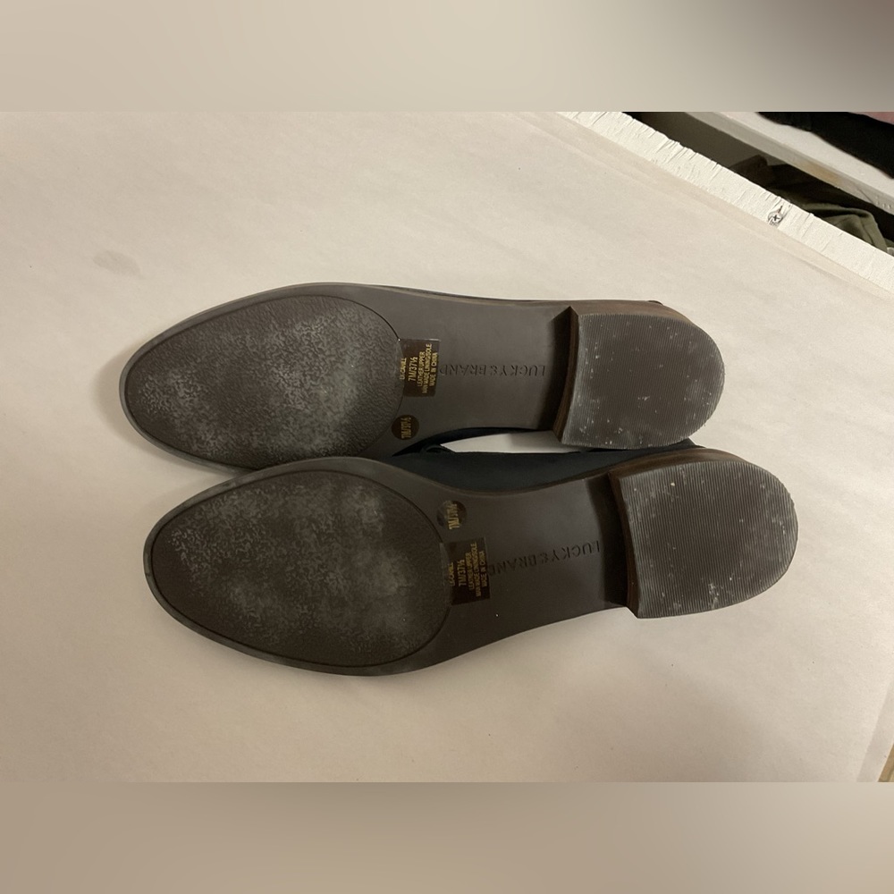 Lucky Brand Cahill Collapsible Heel Black Leather Flat Loafer Slip On Size 7 - Picture 2 of 9